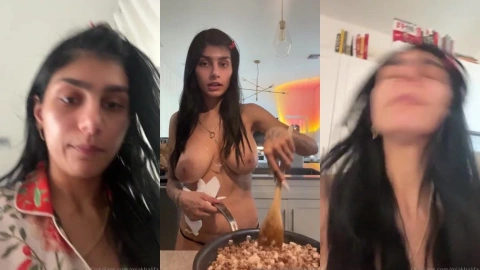 Mia Khalifa Topless Cooking Fun