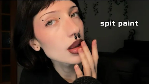 ASMR Spit Painting - Sleepy Girl Close Up Wet Sounds